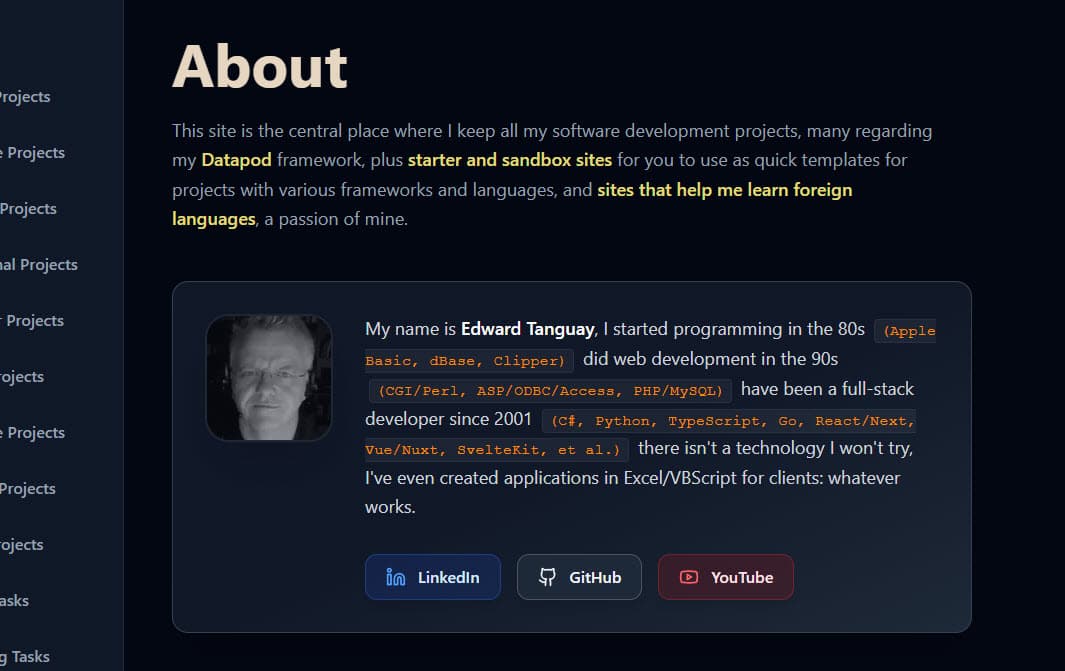 Restructured About page